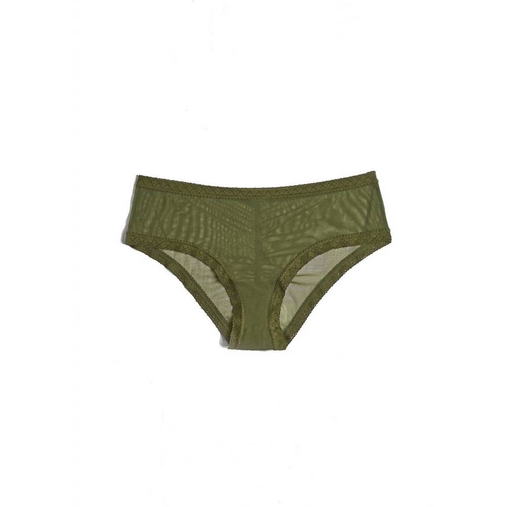 NEW BLUSH LINGERIE women's mesh lace trim hipster panty in moss